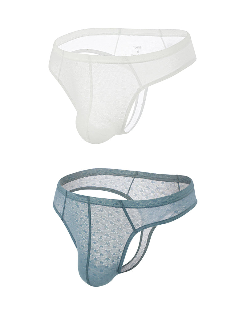 2 Pack Men's Low-Rise Solid Color Moisture-Wicking Sexy Light Compression Thongs | dmunderwear detail image 8
