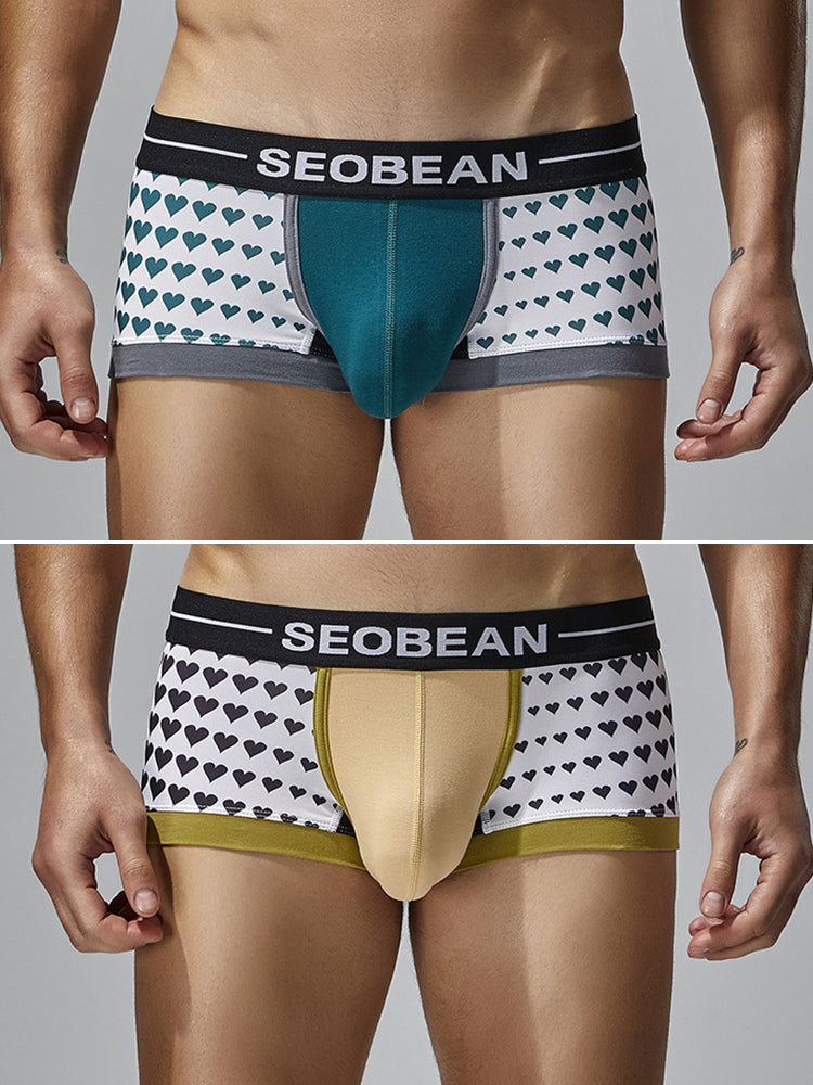 2 Pack Men's Low Rise Sexy Heart U-Shaped Pouch Boxer Briefs | dmunderwear detail image 19