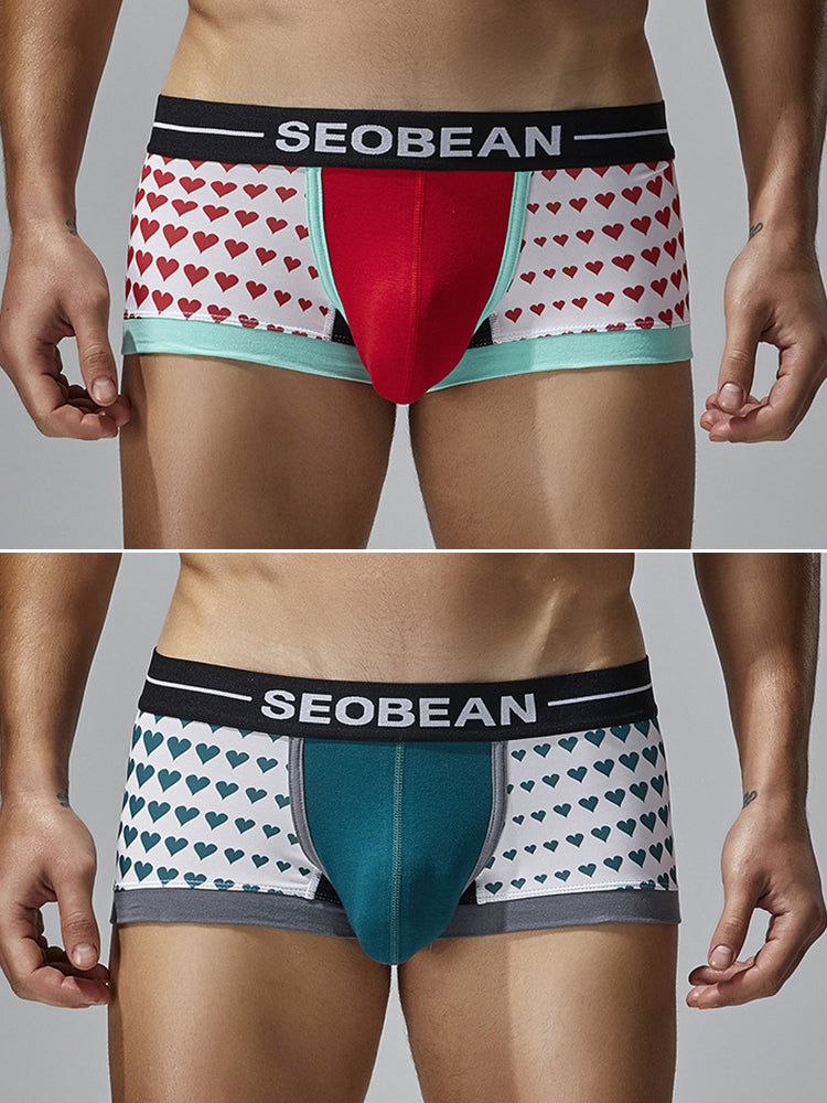 2 Pack Men's Low Rise Sexy Heart U-Shaped Pouch Boxer Briefs | dmunderwear detail image 2