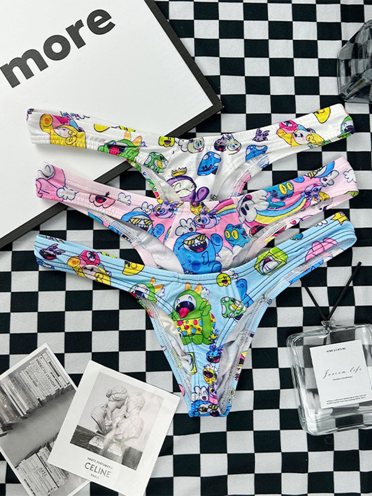 2 Pack Men's Low-Rise Sexy Print Thong | dmunderwear detail image 15