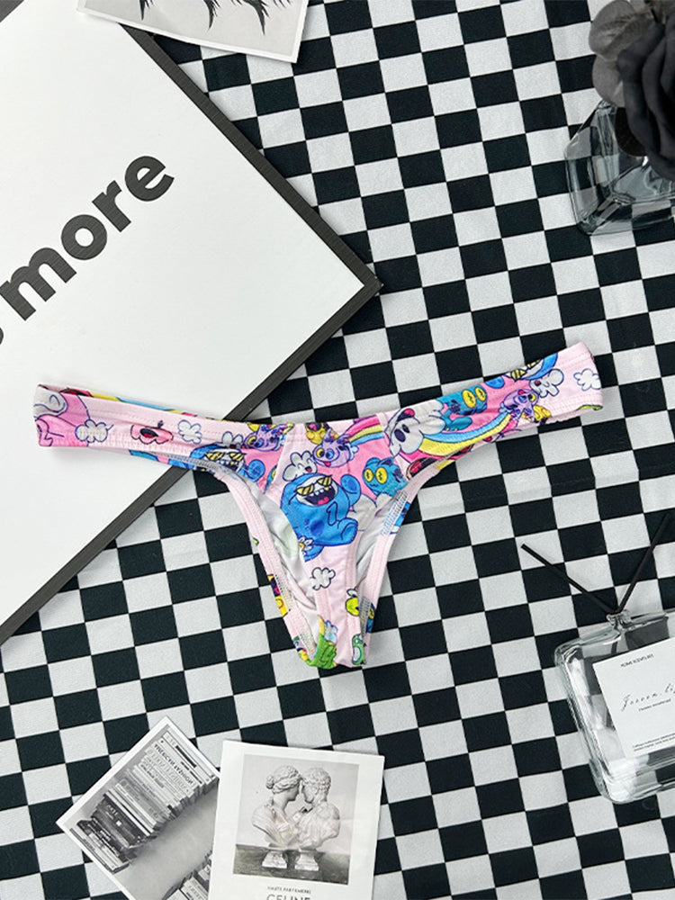 2 Pack Men's Low-Rise Sexy Print Thong | dmunderwear detail image 18