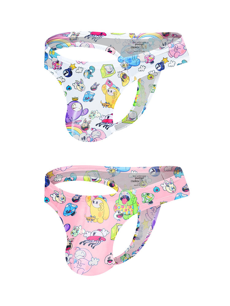 2 Pack Men's Low-Rise Sexy Print Thong | dmunderwear detail image 2