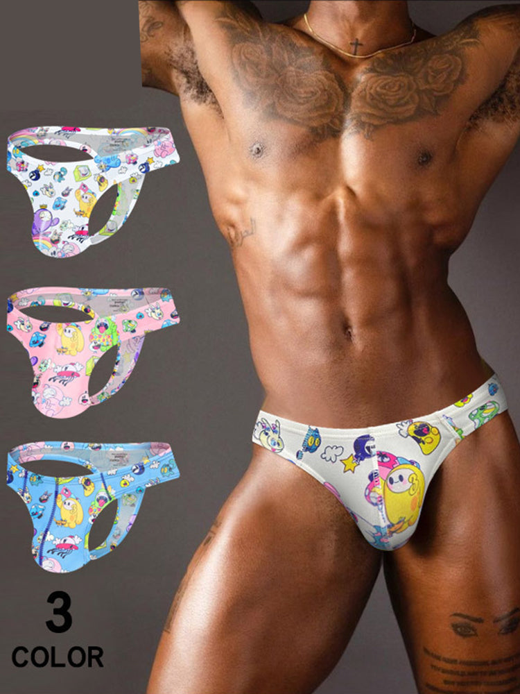 2 Pack Men's Low-Rise Sexy Print Thong | dmunderwear detail image 3