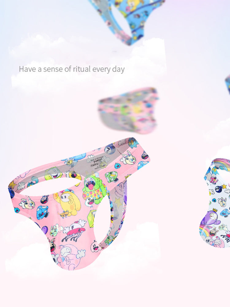 2 Pack Men's Low-Rise Sexy Print Thong | dmunderwear detail image 4