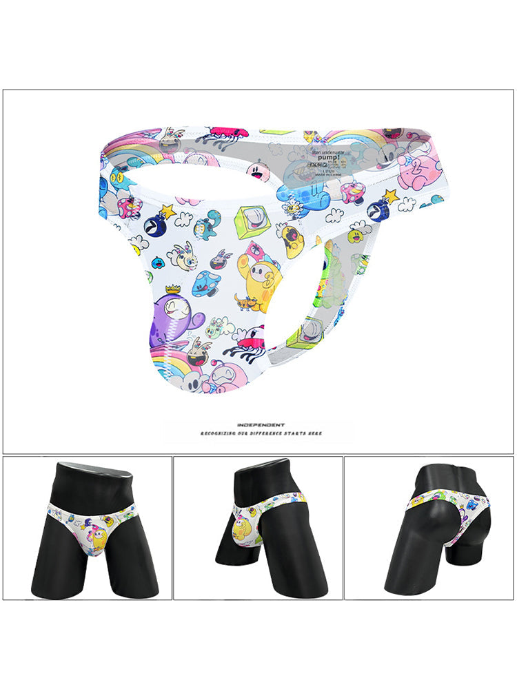 2 Pack Men's Low-Rise Sexy Print Thong | dmunderwear detail image 6