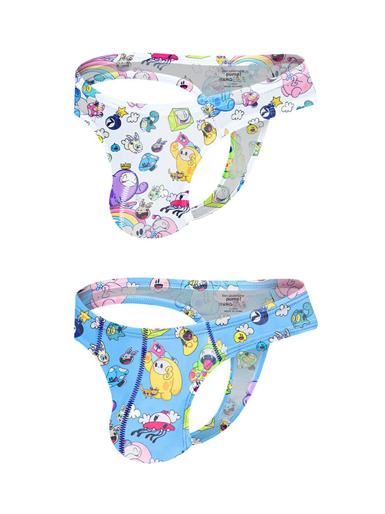2 Pack Men's Low-Rise Sexy Print Thong | dmunderwear detail image 8