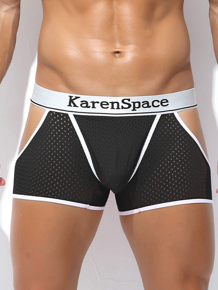 2 Pack Men's Low-Rise Side Vent & Cut-Out Design Breathable Mesh Trunks | dmunderwear detail image 10