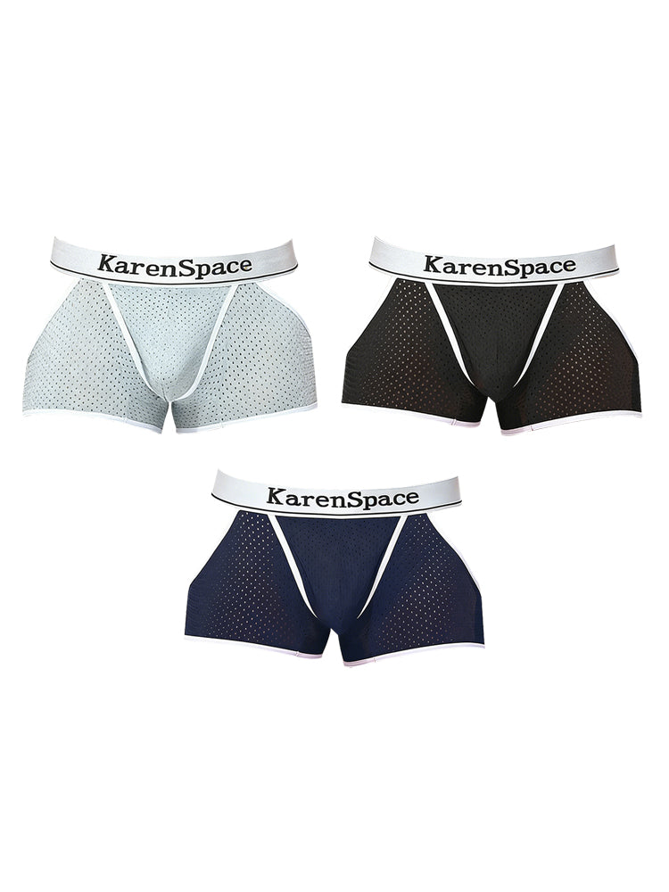 2 Pack Men's Low-Rise Side Vent & Cut-Out Design Breathable Mesh Trunks | dmunderwear detail image 12