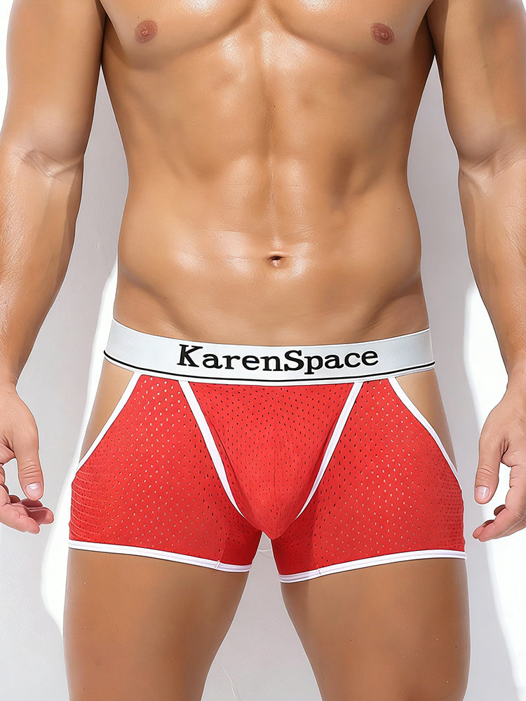 2 Pack Men's Low-Rise Side Vent & Cut-Out Design Breathable Mesh Trunks | dmunderwear detail image 15