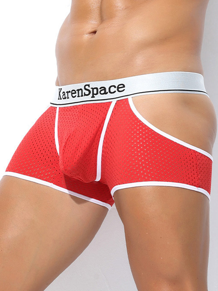 2 Pack Men's Low-Rise Side Vent & Cut-Out Design Breathable Mesh Trunks | dmunderwear detail image 16