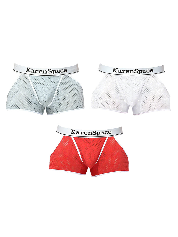 2 Pack Men's Low-Rise Side Vent & Cut-Out Design Breathable Mesh Trunks | dmunderwear detail image 17