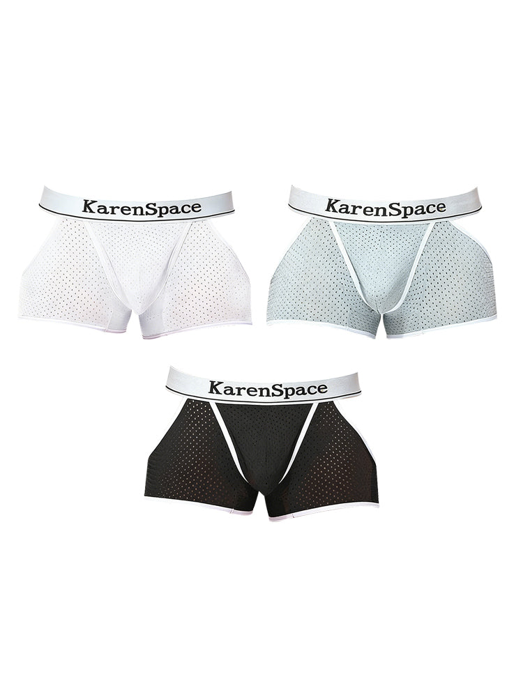 2 Pack Men's Low-Rise Side Vent & Cut-Out Design Breathable Mesh Trunks | dmunderwear detail image 2