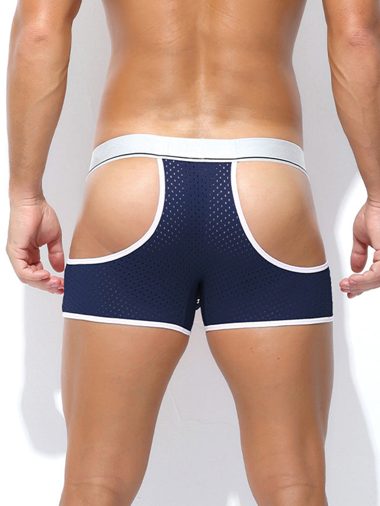 2 Pack Men's Low-Rise Side Vent & Cut-Out Design Breathable Mesh Trunks | dmunderwear detail image 20