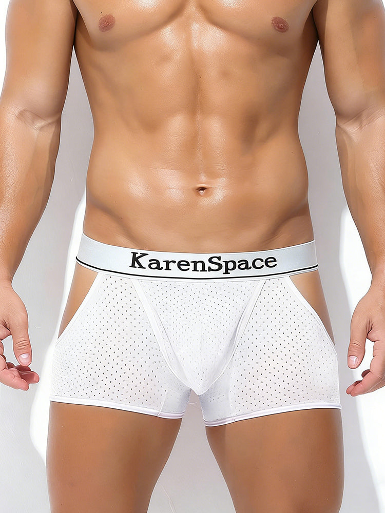 2 Pack Men's Low-Rise Side Vent & Cut-Out Design Breathable Mesh Trunks | dmunderwear detail image 5
