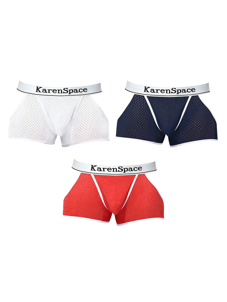 2 Pack Men's Low-Rise Side Vent & Cut-Out Design Breathable Mesh Trunks | dmunderwear detail image 7