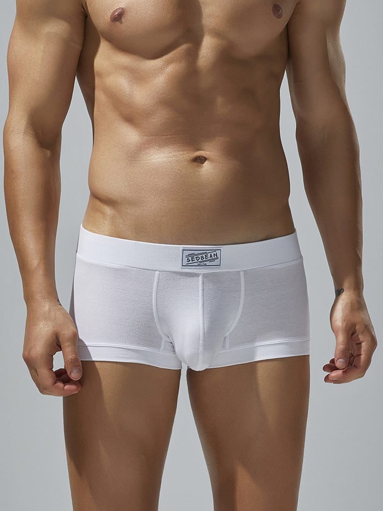 2 Pack Men's Low-Rise Solid Breathable Cotton Trunks | dmunderwear detail image 10
