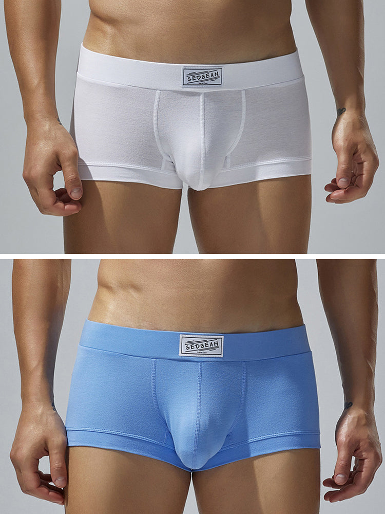 2 Pack Men's Low-Rise Solid Breathable Cotton Trunks | dmunderwear detail image 17