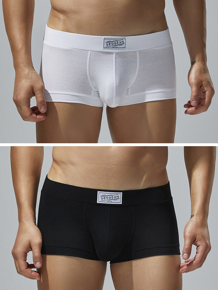 2 Pack Men's Low-Rise Solid Breathable Cotton Trunks | dmunderwear detail image 2