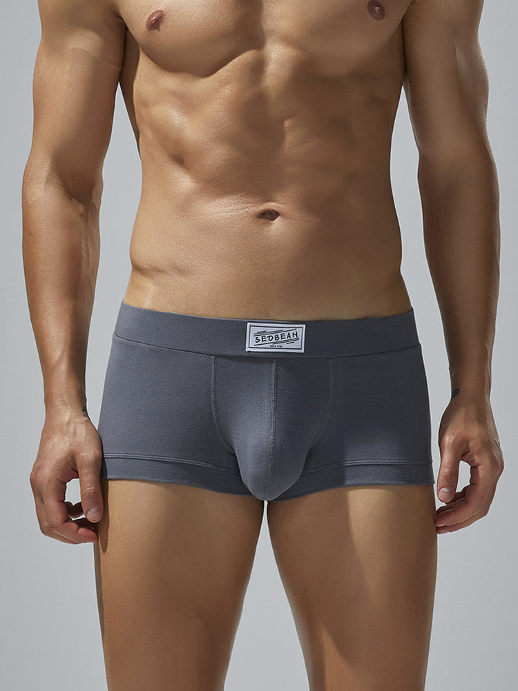 2 Pack Men's Low-Rise Solid Breathable Cotton Trunks | dmunderwear detail image 4