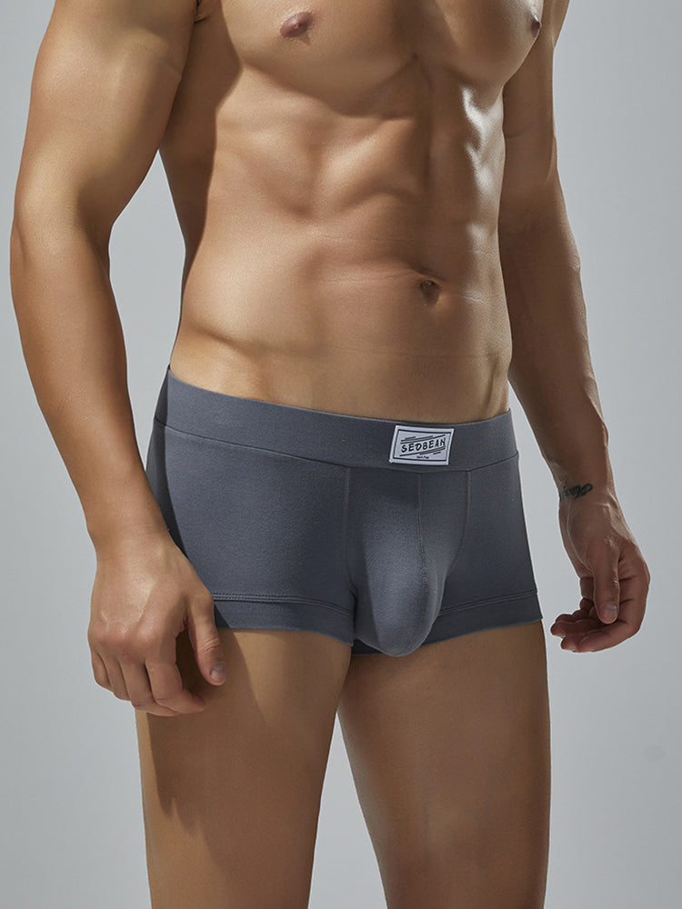 2 Pack Men's Low-Rise Solid Breathable Cotton Trunks | dmunderwear detail image 6