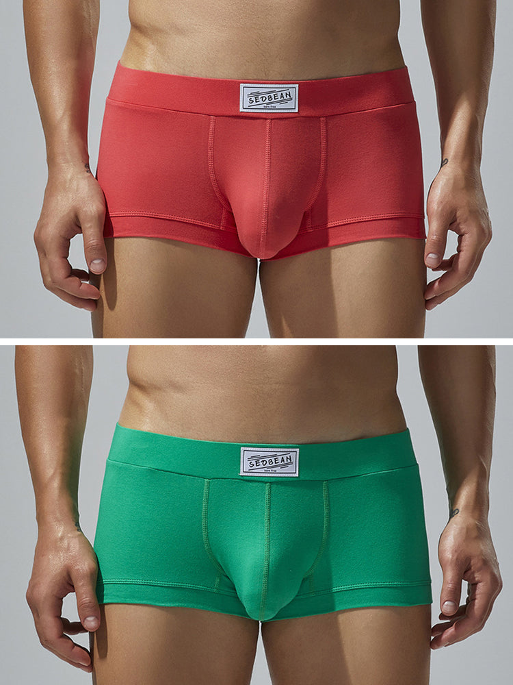 2 Pack Men's Low-Rise Solid Breathable Cotton Trunks | dmunderwear detail image 7