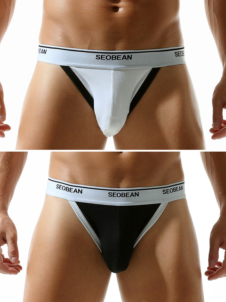 2 Pack Men's Low-Rise Solid Color Bikini with Large Pouch | dmunderwear detail image 12