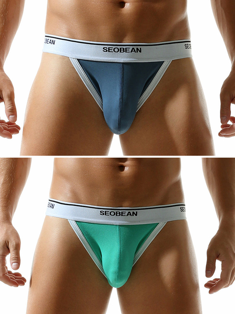 2 Pack Men's Low-Rise Solid Color Bikini with Large Pouch | dmunderwear detail image 17
