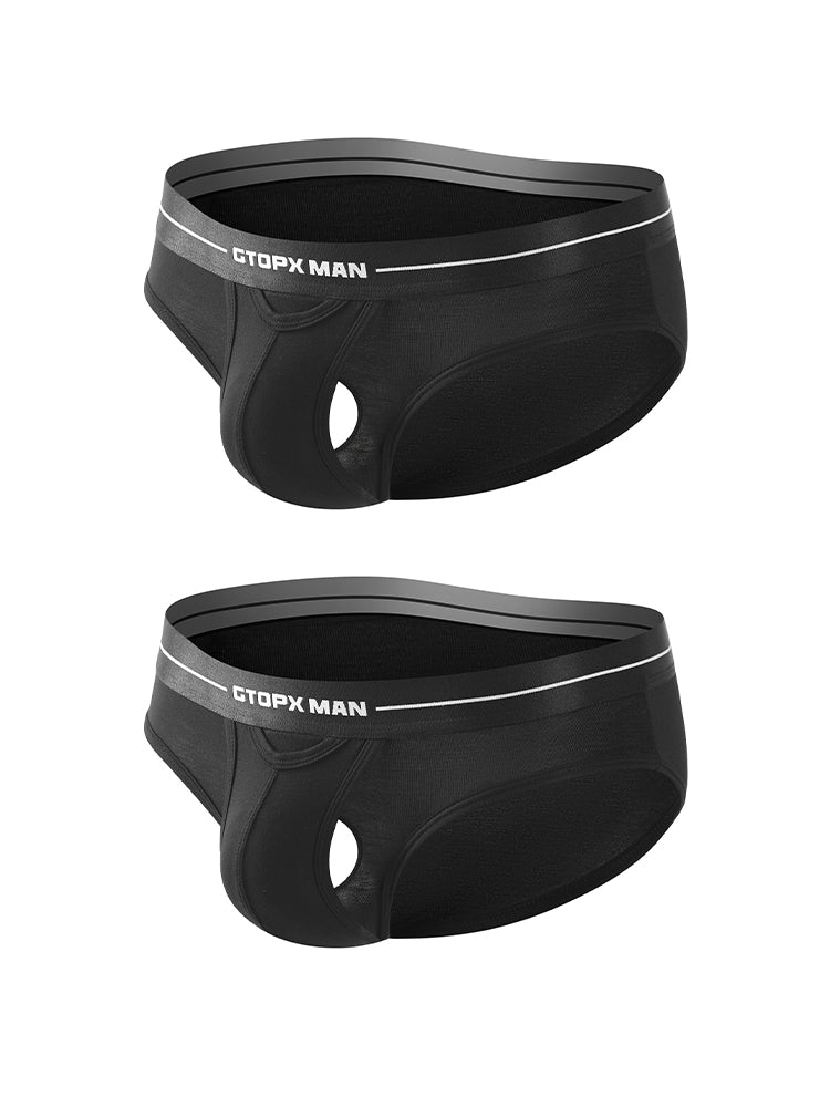 2 Pack Men's Low-Rise U-Shaped Solid Color Ultra-Soft Support Briefs | dmunderwear detail image 12