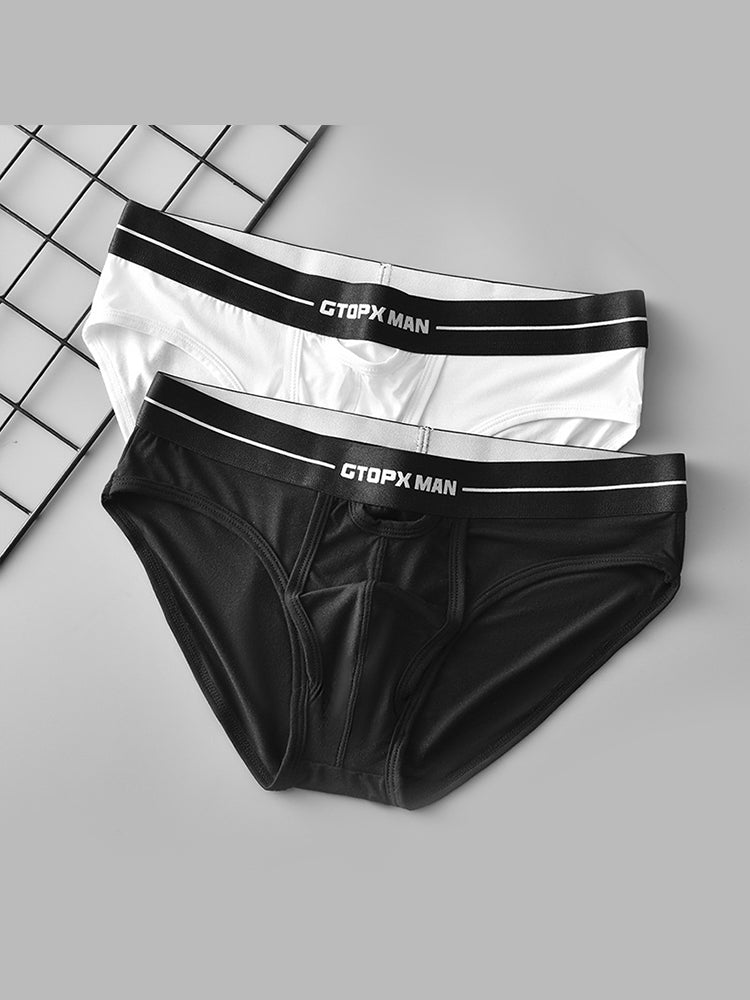 2 Pack Men's Low-Rise U-Shaped Solid Color Ultra-Soft Support Briefs | dmunderwear detail image 13