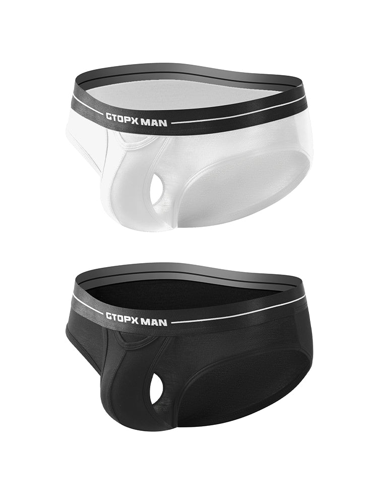 2 Pack Men's Low-Rise U-Shaped Solid Color Ultra-Soft Support Briefs | dmunderwear detail image 2