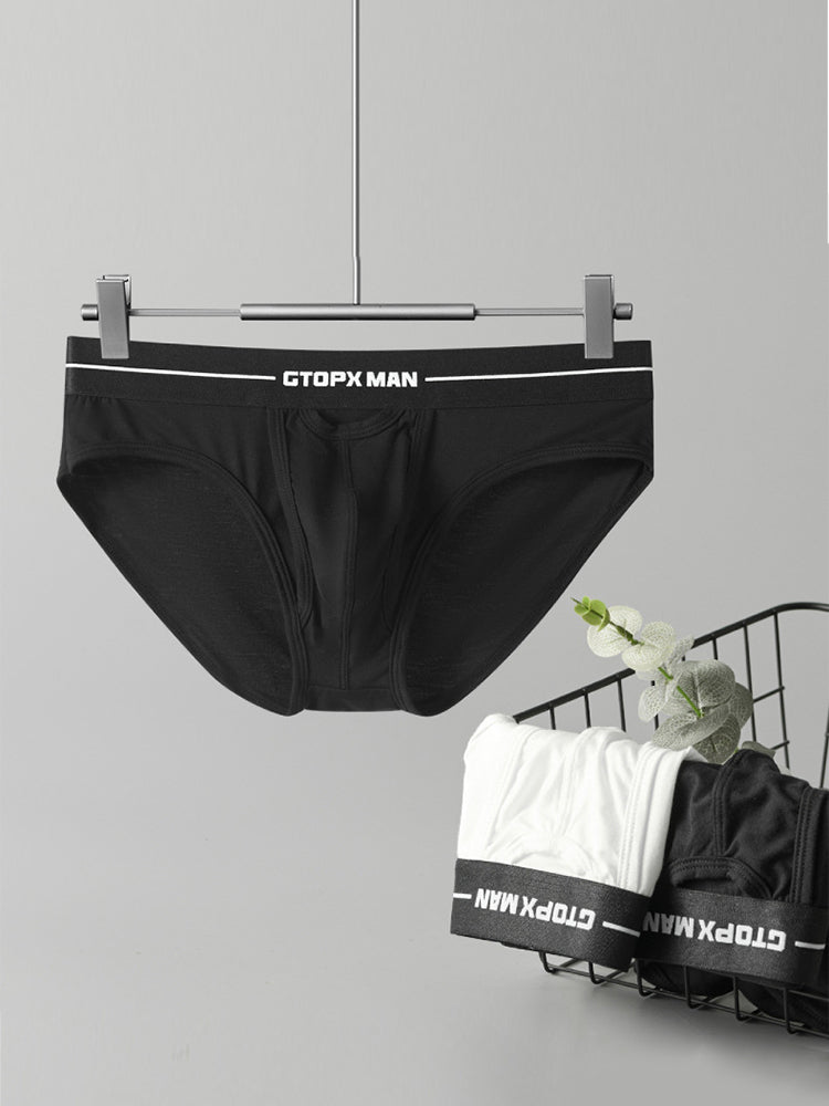 2 Pack Men's Low-Rise U-Shaped Solid Color Ultra-Soft Support Briefs | dmunderwear detail image 5