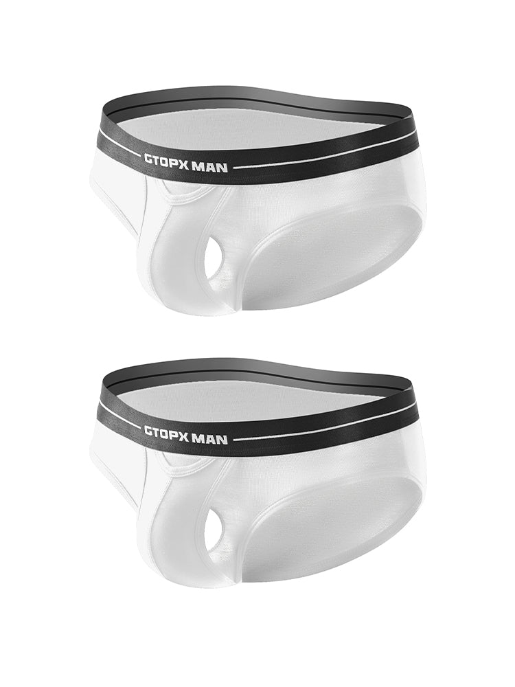 2 Pack Men's Low-Rise U-Shaped Solid Color Ultra-Soft Support Briefs | dmunderwear detail image 7