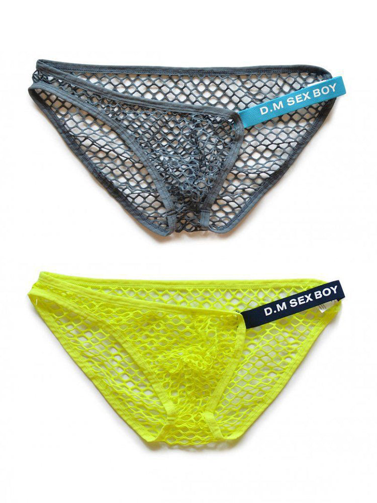 2 Pack Men's Low Waist Sexy Mesh Breathable Sports Transparent Briefs | dmunderwear detail image 14