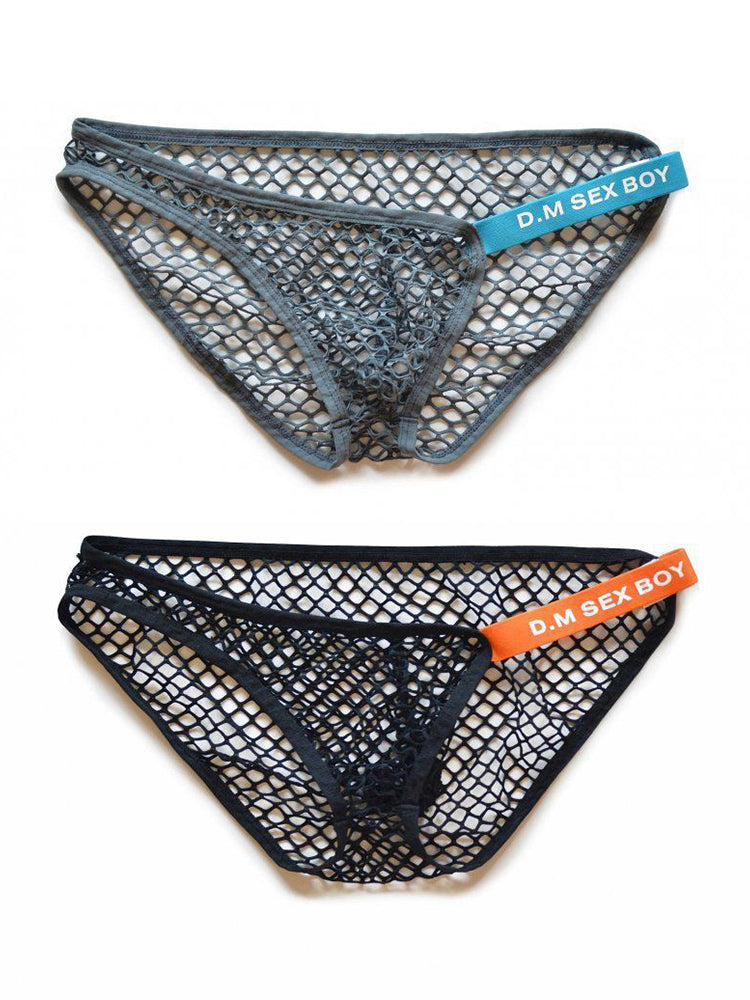 2 Pack Men's Low Waist Sexy Mesh Breathable Sports Transparent Briefs | dmunderwear detail image 2