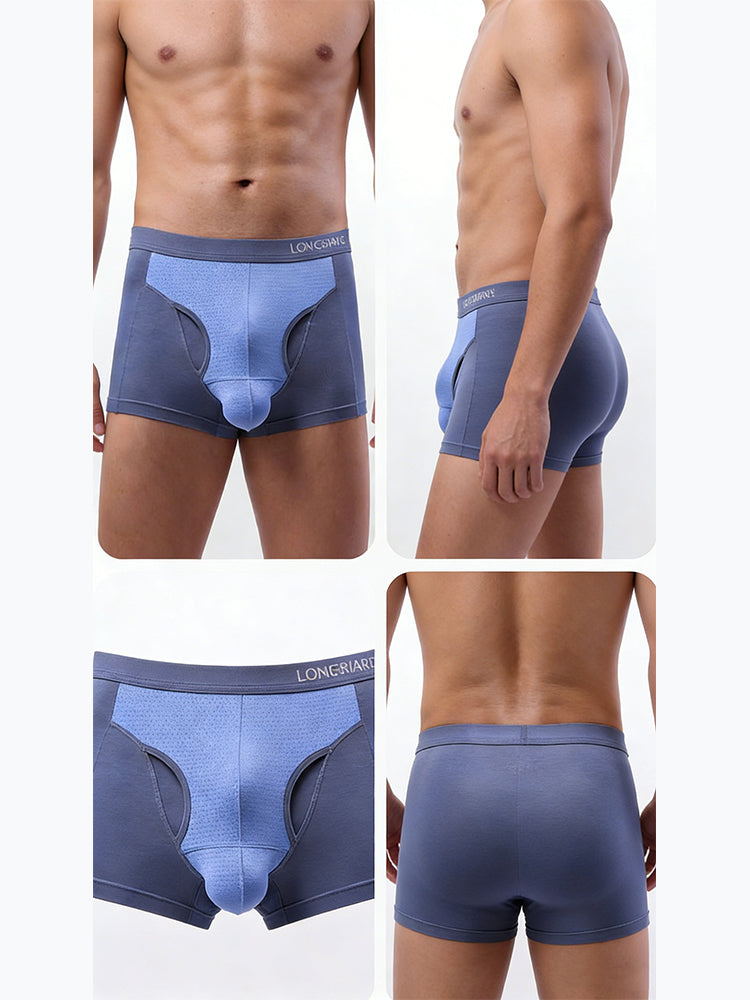 2 Pack Men's Mesh Antibacterial Support Lift & Separate Pouch Trunks | dmunderwear detail image 10