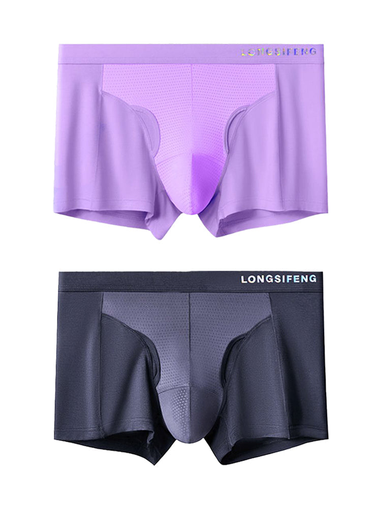 2 Pack Men's Mesh Antibacterial Support Lift & Separate Pouch Trunks | dmunderwear detail image 14