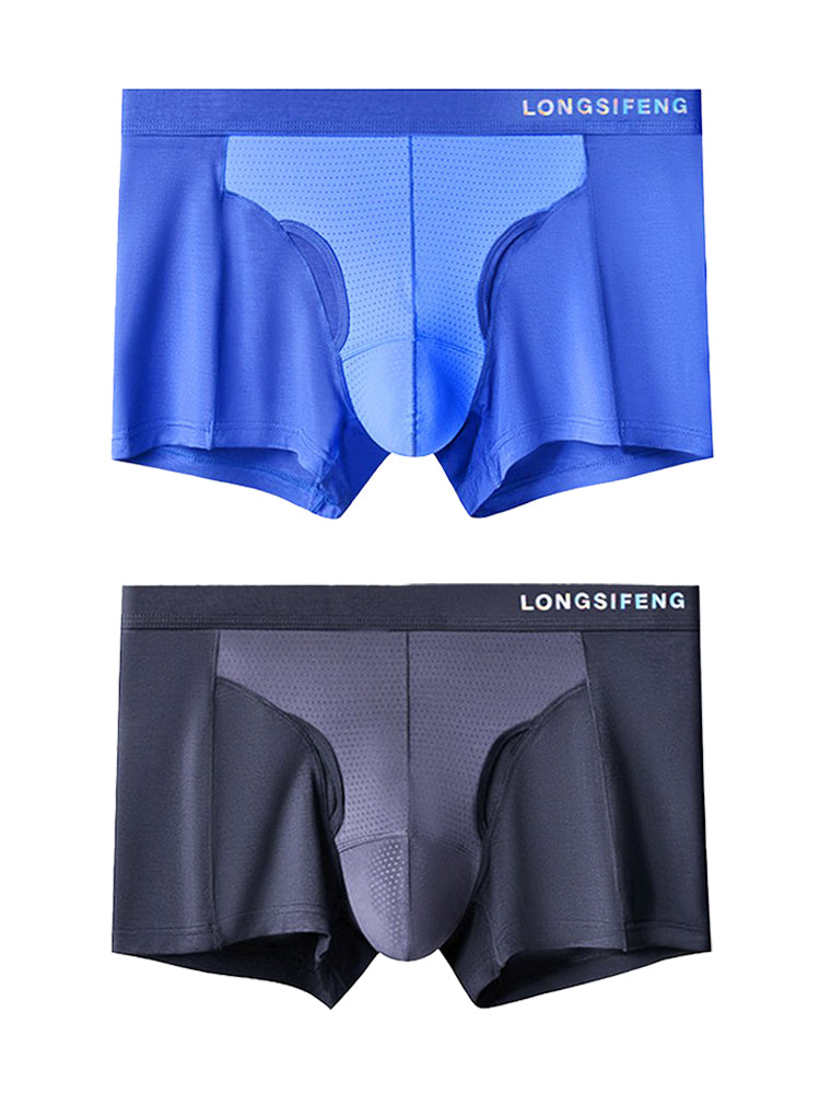 2 Pack Men's Mesh Antibacterial Support Lift & Separate Pouch Trunks | dmunderwear detail image 2