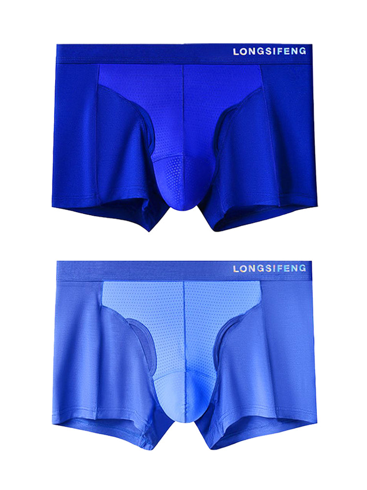 2 Pack Men's Mesh Antibacterial Support Lift & Separate Pouch Trunks | dmunderwear detail image 20