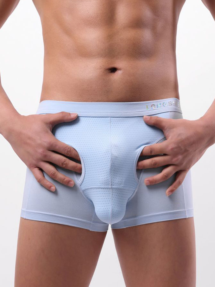 2 Pack Men's Mesh Antibacterial Support Lift & Separate Pouch Trunks | dmunderwear detail image 3