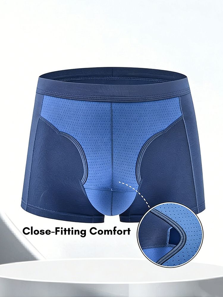 2 Pack Men's Mesh Antibacterial Support Lift & Separate Pouch Trunks | dmunderwear detail image 4