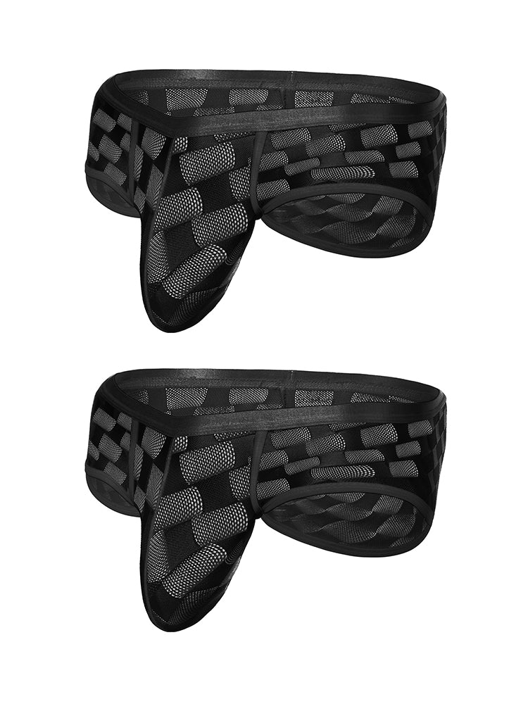 2 Pack Men's Mesh Breathable Large U-Pouch Quick-Dry Low-Rise Sexy Trunks | dmunderwear detail image 14