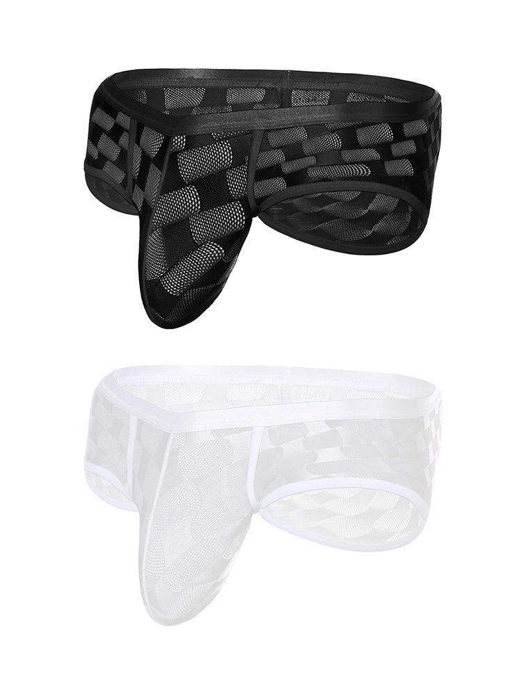 2 Pack Men's Mesh Breathable Large U-Pouch Quick-Dry Low-Rise Sexy Trunks | dmunderwear detail image 2