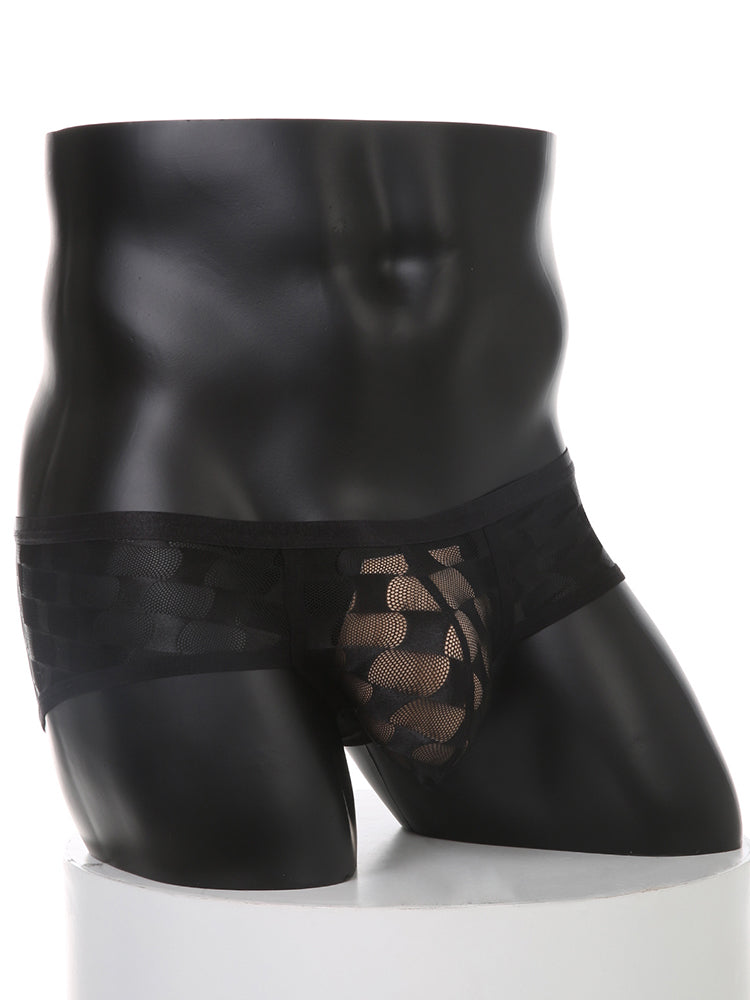 2 Pack Men's Mesh Breathable Large U-Pouch Quick-Dry Low-Rise Sexy Trunks | dmunderwear detail image 6