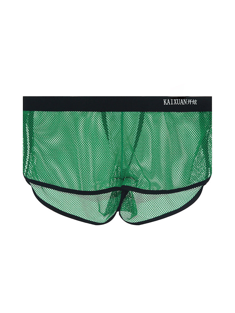 2 Pack Men's Mesh Breathable Solid Color Low-Rise Quick-Dry Fabric Boxers | dmunderwear
