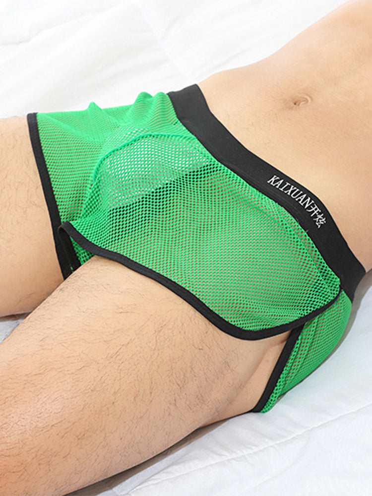 2 Pack Men's Mesh Breathable Solid Color Low-Rise Quick-Dry Fabric Boxers | dmunderwear detail image 13