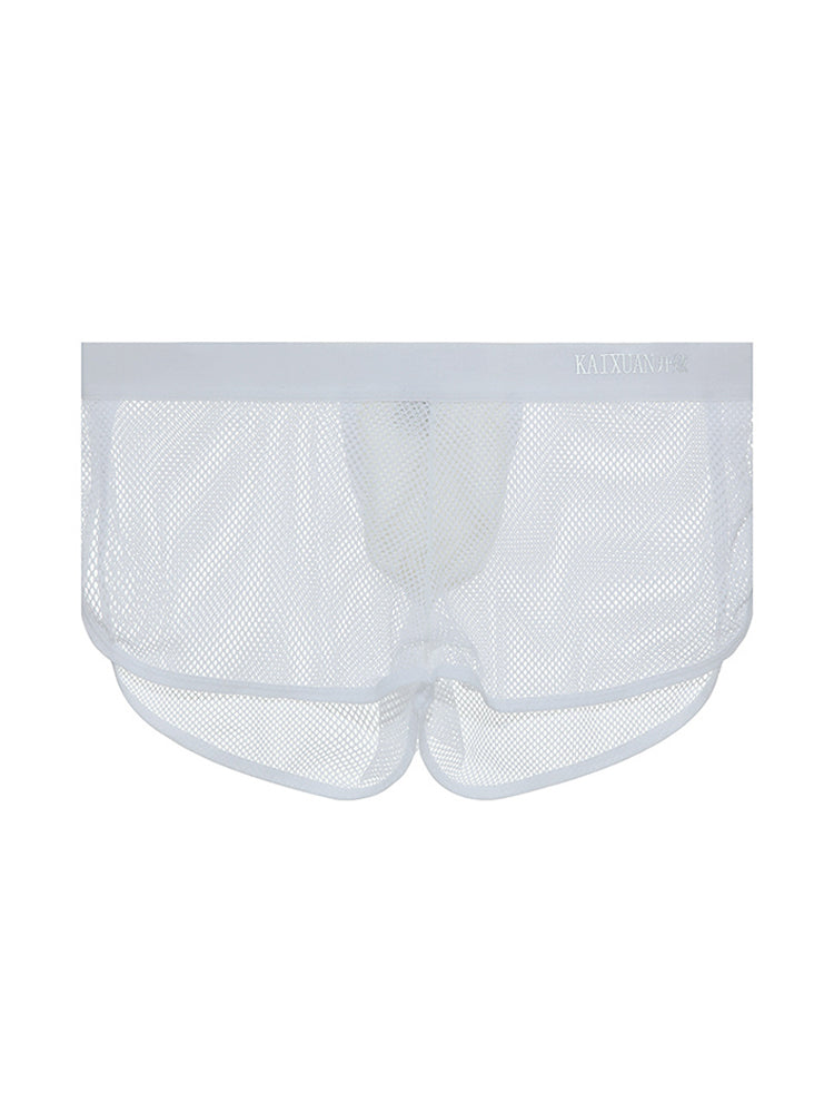 2 Pack Men's Mesh Breathable Solid Color Low-Rise Quick-Dry Fabric Boxers | dmunderwear detail image 14