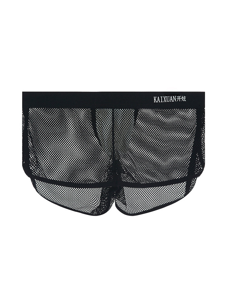 2 Pack Men's Mesh Breathable Solid Color Low-Rise Quick-Dry Fabric Boxers | dmunderwear detail image 18