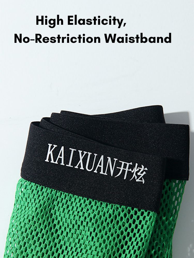 2 Pack Men's Mesh Breathable Solid Color Low-Rise Quick-Dry Fabric Boxers | dmunderwear detail image 5