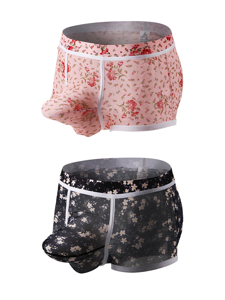 2-pack Men's Mesh Elephant Nose Transparent Boxer Briefs | dmunderwear detail image 2