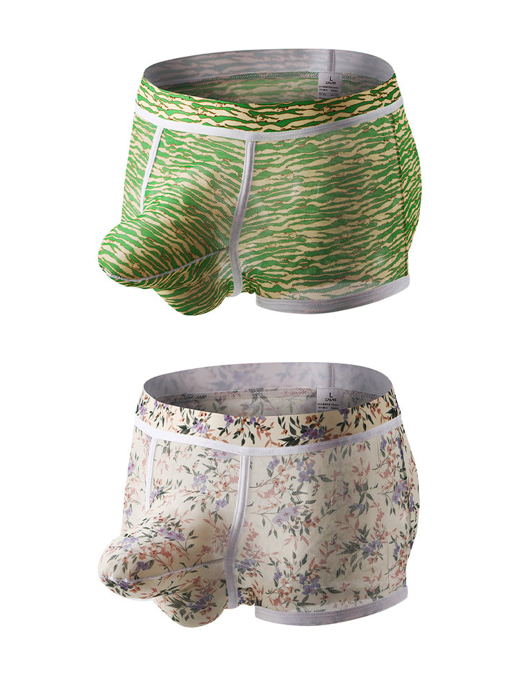 2-pack Men's Mesh Elephant Nose Transparent Boxer Briefs | dmunderwear detail image 7